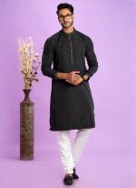 Art Silk Black Festival Wear Jacquard Kurta Pajama